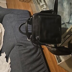 Blk leather backpack